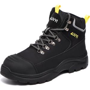 Waterproof Work Boots For Men - Steel Toe Boots Comfortable Safety Wide Toe Shoes for Men, Slip Resistant botas de trabajo para hombre Work Shoes for Industrial & Construction (10.5, Black)
