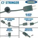 Novelty Lights 25 Foot C7 Outdoor String Light Christmas Stringer - Patio String Lights - Candelabra Base (C7/E12) - 12" Spacing - Brown Wire