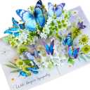 Flowers w Butterflies Pop Up Sympathy Cards with Envelopes, Sorry for Your Loss Card, Religious Pop Up Sympathy for Loss of Loved one, Mother, Father, Husband (Size 6x8 in  Sympathy)