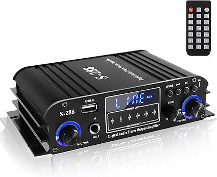 Romicta 4 Channel Bluetooth 5.0 Stereo Amplifier, 50Wx4 HiFi Power Amp, 1200W Max, USB/SD/FM, Class D Home Audio Receiver for Home Theater & Karaoke, Includes Remote & Power Adapter