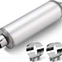 A-KARCK 4.0" Inlet&Outlet Diesel Exhaust Muffler,8" x 24" Body, 30" Overall Length, Stainless Steel Resonator Muffler with Clamp, Straight Through Design