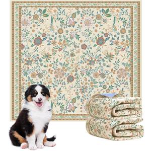 Washable Pee Pads for Dogs, 2 Pack Super Absorbent Reusable Puppy Pads with Colorful Flowers Patterns for Potty Training, Floor, Couch, Bed, and Crate,36"x 48"
