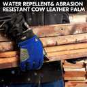 Vgo... Men's Winter Work Gloves,Waterproof,Impact Reducing,Leather Palm,Touchscreen for Construction,Cold Storage,Outdoor (Blue, L)