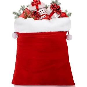 FOIMAS Christmas Santa Sack,43x27 inch Jumbo Velvet Santa Gift Bags with Drawstring Plush Gift Bag for Christmas Gift Wrapping Home Decoration Supply