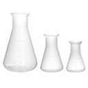 QWORK Plastic Conical Flask Set 50ml 100ml 500ml  Semi-Transparent Lab Flask for Teaching, Demonstration & Display