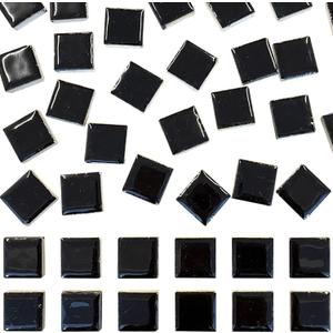 50 Pieces Black Mosaic Tiles for Crafts 1" Ceramic Tiles Assorted Colors Square Ceramic Mosaic Project Supplies for Photo Frame Mosaic Stepping Stones Bath Old Pool Furniture Decor