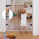 Babelio Baby Gate for Stairs & Doorways, 26-43" W 28" H No Bottom Bar| Easy Installation| One-Handed Operation| Auto-Close| Hardware Mount (Drill Needed) Safety Dog/Pet Gate (Brown Wood Pattern)