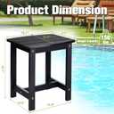 Y&M Outdoor Side Table, HIPS Adirondack Small Single Table, Waterproof Square Outside Table, Balcony Modern End Tables for Patio, Pool, Beach, Porch, Deck, Indoor or Outdoor Use, Black