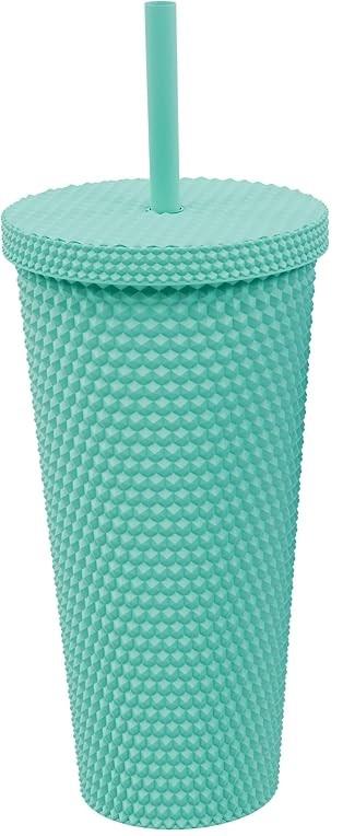 Copco 22oz Studded Insulated Tumblers with Straw and Lid, Set of 2, Acrylic Reusable Cold Drink Tumblers, Spill-Resistant, BPA-Free, Travel-Friendly, Cupholder Compatible 