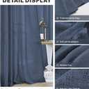 Navy Blue Linen Curtains 96 Inches Long 2 Panel Set Midnight Blue Light Filtering Privacy Semi Sheer Curtain Panels Modern Farmhouse Window Drapes for Living Room Bedroom Indigo, 8FT, 50"W x 96"L
