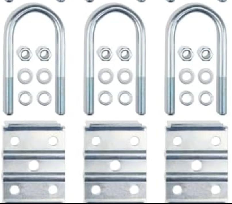 GREPSPUD 3Pcs Trailer Axle U Bolts Kit for 3500 lb 2-3/8'' Round Axle | 6-1/4'' Long 1/2'' Diameter U-bolt with Tie Plates, Rust Proof, Suspension Parts for 1-3/4'' Leaf Spring Boat Utility Trailer