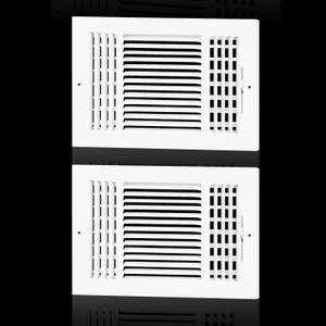 12x8 Inch Duct Opening Air Vent Cover for Wall or Ceiling, 2PK Three-Way HVAC Wall Ceiling Register Vent Cover for Home,3 Way Adjustable Steel Ventilation Register,Overall Dimension:13.75" X 9.75", 2PK- 12"Wx8"H -Duct Opening