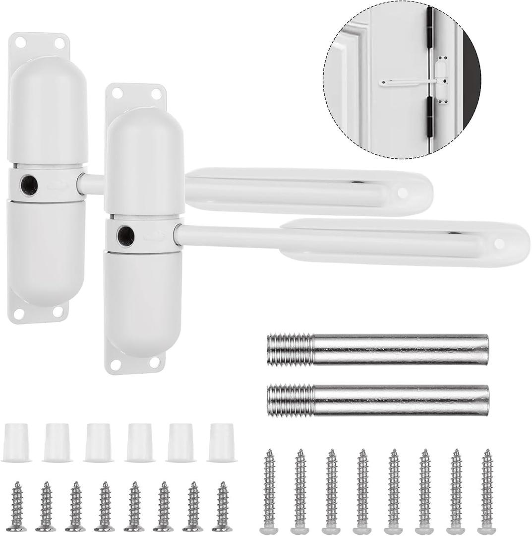 Oungy 2 PCS Automatic Door Closer Safety Spring Door Closer 4-1/2 Inch Door Closer Auto Adjustable Closing Door Hinge Easy to Install to Convert Hinged Doors to Self-Closing, White