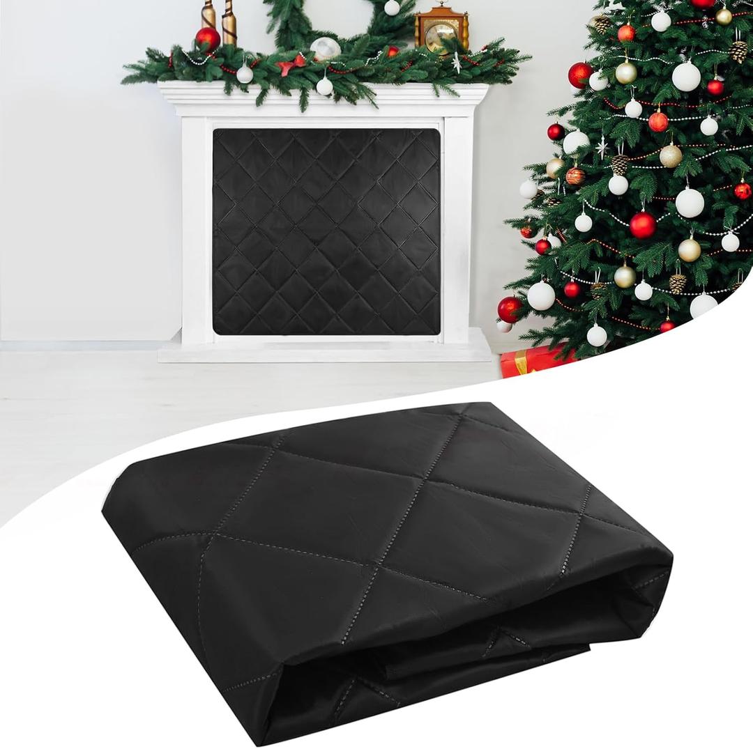 Magnetic Fireplace Cover Blanket Draft Stopper 45*34in Brick Fireplace Screen Insulation Cover Chimney Cold Air Blocker with Strong Magnet Hook-and-Loop Fasteners for Winter Iron Frame Stops Heat Loss