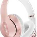 Glynzak Wireless Bluetooth Headphones Over Ear 65H Playtime HiFi Stereo Headset with Microphone and 6EQ Modes Foldable Bluetooth V6.0 Headphones for Travel Smartphone Computer Laptop Rose Gold