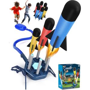 TOY Life Toy Rocket Launcher for Kids with 6 Foam Rockets and Refills Rocket Launcher for Kids 5-8-12 Shoot Up to 100 Ft Outdoor Toys