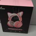 SOMIC Cat Ear Headphones, 2.4G/Bluetooth Wireless Gaming Headset for PS5, PS4, PC with RGB Lights and Retractable Mic, 10Hrs Playtime, 7.1 Surround Sound for Laptop, Smartphone-GS510 Pro - Pink