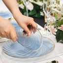 80pcs Clear Blue Disposable Shell Plastic Plates With Gold Rim, 10 inch 40 Dinner Plates and 7 inch 40 Dessert Plates for Party, Wedding, Birthday