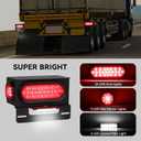 Steel Trailer Light Boxes Housing Kit, 6" Oval Red 24-LED Boat Trailer Lights Kit with Brake, Turning Signal, Reverse Lighting with 6 LED License Plate Light, 2" Round Red Side Marker Lights