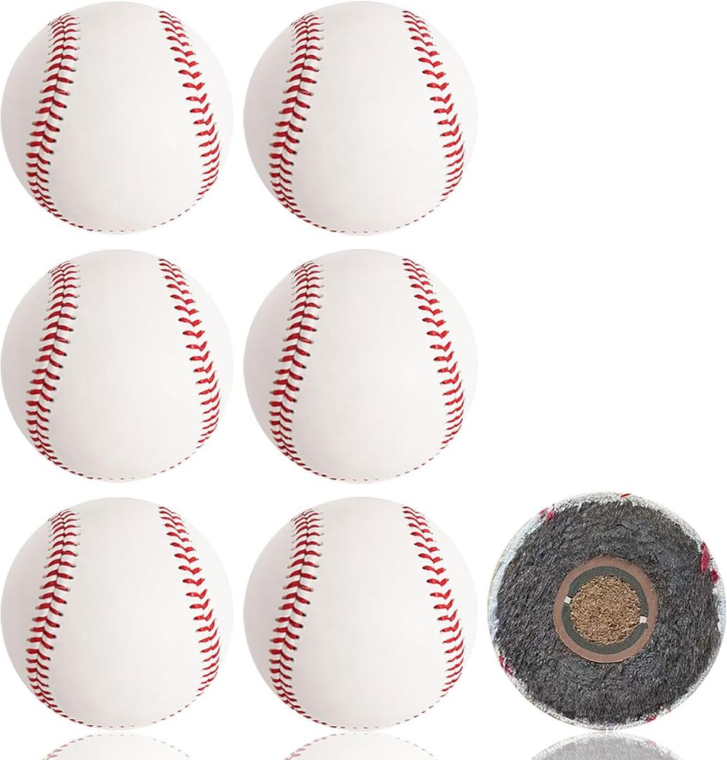 Furtrop Leather Baseball 6 Pack Official League Grade Baseballs Competition Level Baseball Balls Training Practice Baseballs for Unmarked Autographs, Pitching, Throwing, Baseball Gifts