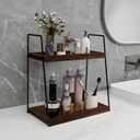 Dorhors 2 Tier Bathroom Counter Organizer Storage,Vanity Organizer for Bathroom Counter,Wood Standing Rack for Kitchen(Walnut)
