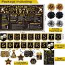 50th Birthday Decorations for Men Women,27PCS 1974 Banner Decorations,Including 1974 Banner,9 Honeycomb Topper,50 Balloons,Anniversary Card,Cheers to 50 Years Banner,7 Hanging Swirl,6 Paper Poms,Sash