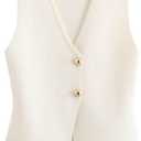 JASCLS Womens Cropped Sweater Vest Crew Neck Button Down Y2k Crop Knit Flower Trendy Sleeveless Chunky Tank Tops (Large, White25)