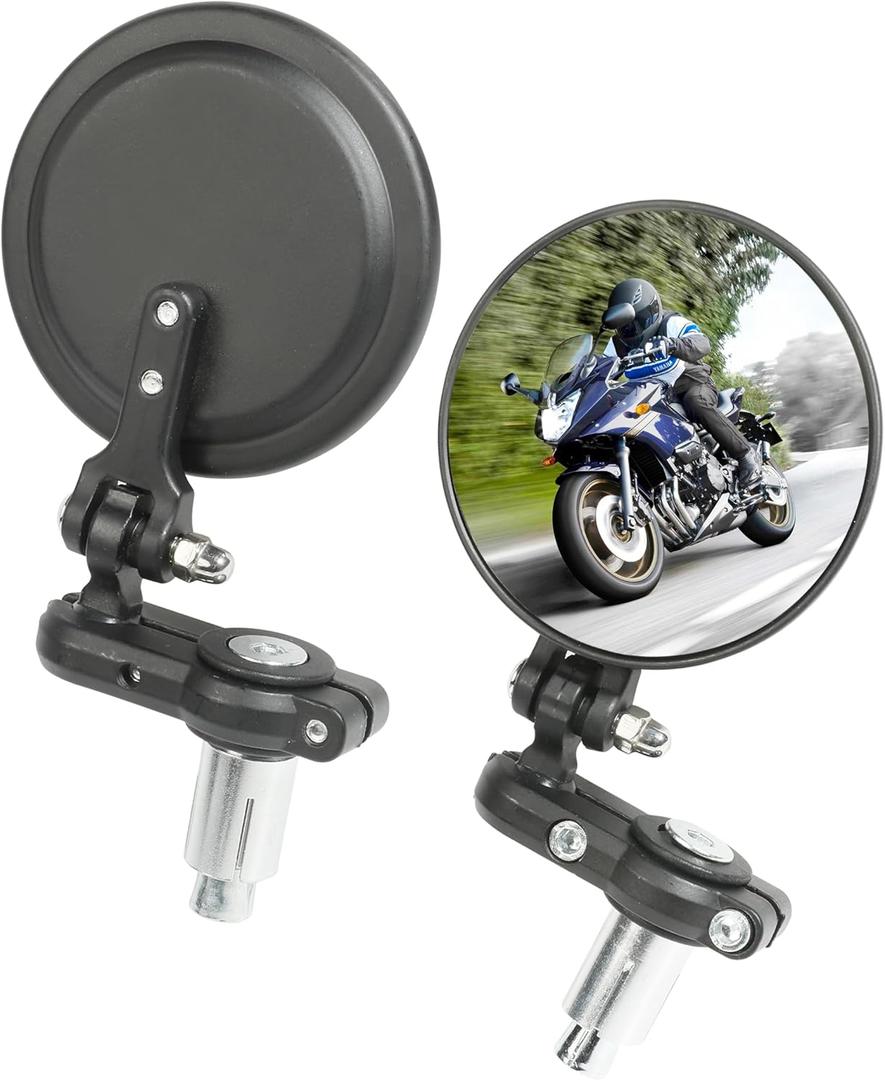 Zlirfy Motorcycle Mirrors,Motorcycle Mirrors for Handlebars,Car Accessories 3" Round Handlebar Mirrors,Handle Bar End Mirrors Rearview Side Mirror,Compatible with Motorcycle Dirt Bike Chopper