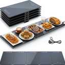 41.3" x 15"Food Warmers for Parties Buffet, 5-in-1 Electric Warming Trays for Buffets Party, Glass Food Warming Mat with 17 Heat Levels & 12H Timer for Family Dinners Catering Gatherings