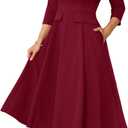 DRESSTELLS Cocktail Dresses for Women Formal Wedding Guest Church, Vintage Tea Party Dress with Pockets (Medium, Burgundy)