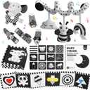 High Contrast Baby Toys for Newborn, Black and White Baby Toys, Newborn Toys 3 Months Brain Development with Car Seat Toys Hanging Rattle Toys (Classic Edition)