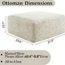 Corduroy Ottoman, Modern Boneless Cloud Foot Rest Foam Support, Oversized Modular Sectional Sofa Stool for Living Room, Bedroom & Small Spaces, No Assembly Required(Beige, Ottoman) | Foam Support, Living Room Bedroom, No Assembly Required