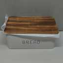 Nat & Jules Matte White 12 x 7 Metal Enamel Rubber Wood Lidded Bread Box