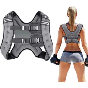 Prodigen Weighted Vest for Women and Men 8 12 16 20 25 30 Lbs with Reflective Stripe and Double Adjustable Buckle Straps Weight Vests for Strength Training, Jogging, Cardio, Weight Loss (12lbs, Gray)