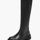 TEAIEU Knee High Boots for Women, Platform Chunky Block Low Heel Tall Boots, Round Toe Side Zipper Fall Long Boots for Dress, Stretch Calf, Comfortable Size 40 (8)