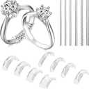 Ring Sizers for Loose Rings, 14 Pack Invisible Ring Size Adjuster Silicone, Ring Guards Spacer Tightener Resizer Fitter for Women Men, Make Ring Smaller Without Resizing Thick Band (Transparent-14PCS)