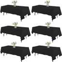 WIGENIUS 6 Pack Black Table Cloth Rectangle Tablecloths 60X84 Inch,Polyester Table Cloth for 4 Foot Rectangle Tables,Wrinkle Resistant Washable Fabric Table Covers for Party,Wedding Banquet