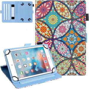 Dteck Universal Case for 9.6-10.5 Inch Tablets - Fold Stand Leather Case with Hand Strap for Android and iOS Devices (01 Stained Glass)
