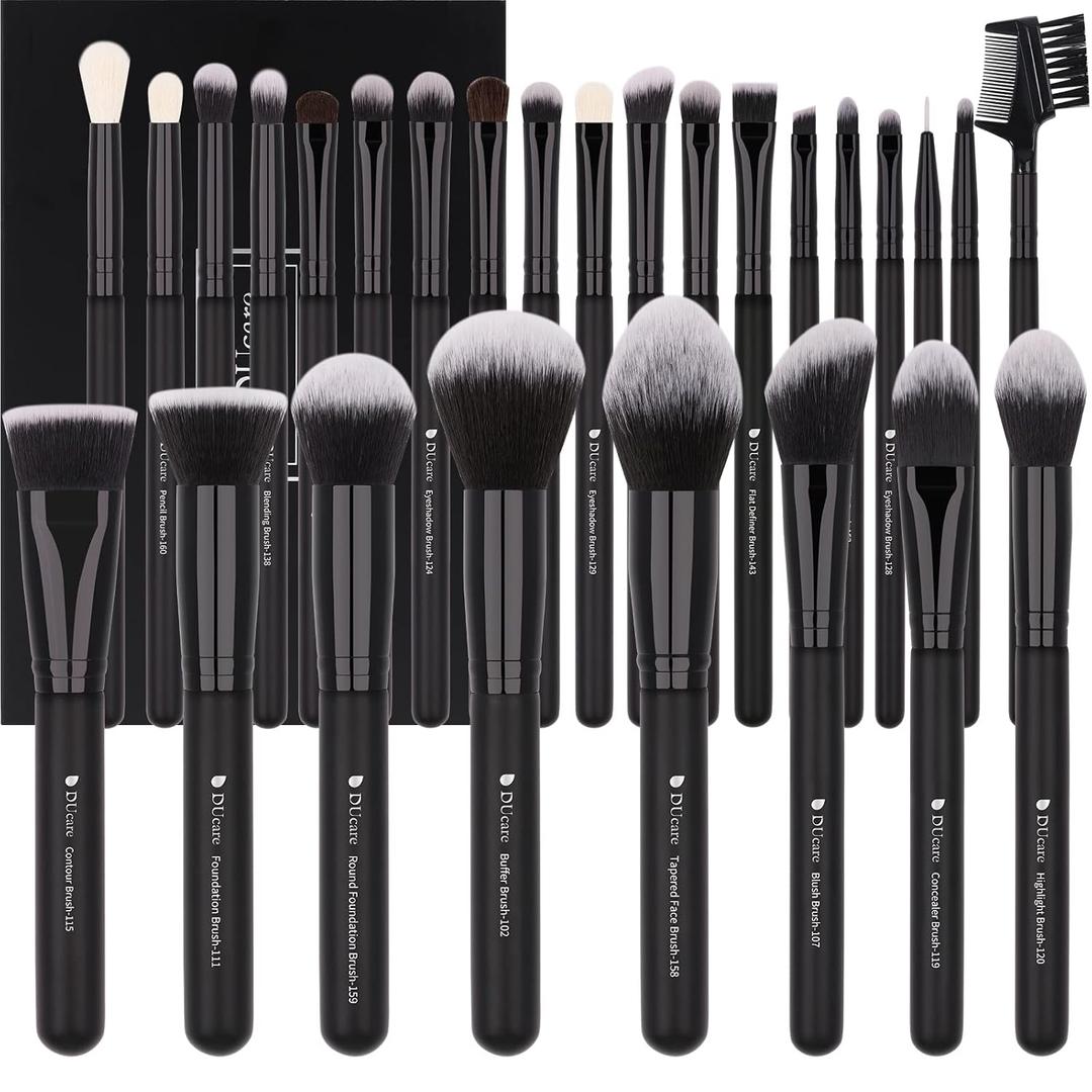 DUcare Professional Makeup Brushes Set 27Pcs Makeup Brush Set Premium Synthetic Kabuki Foundation Blending Face Powder Blush Concealers Eye Shadows Brushes (black)