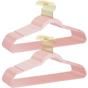 Pink Clothes Hangers 16", 20 Pack Plastic Clear Coat Hanger for Adult Closet, Durable Bling Ganchos de Ropa with Swivel Hook, Notched Shoulders & Ultra-Thin Space Saving Laundry Hanger for Dress Suits