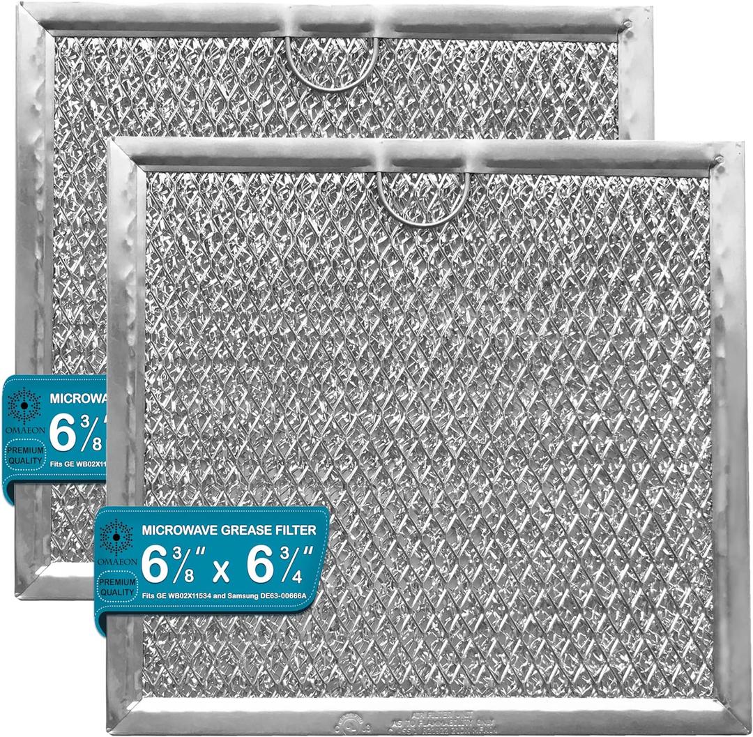 WB02X11534 for Samsung Microwave Filter DE63-00666A Compatible with GE Microwave Grease Filter - 6-3/8" x 6-3/4" x 3/32" Air Filter Replacement for Samsung Over-The-Range Microwave Filter - 2-Pack