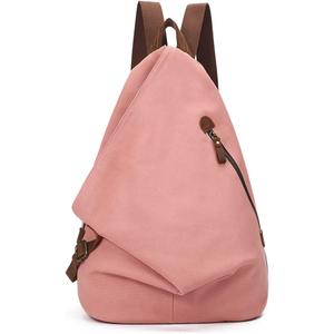 KL928 Canvas Vintage Backpack Large Casual Daypack Outdoor Travel Rucksack Hiking Backpacks for Men Women (peach)