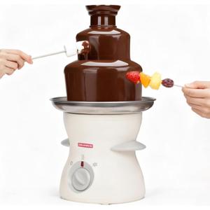 SugarWhisk 3 Tier Mini Chocolate Fountain Machine, Easy to Use & Clean, Great for Parties, Events & Weddings, 22 Oz Capacity, White