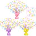 3 Pcs Daisy Birthday Party Decorations Pastel Rainbow Table Centerpieces Macaron Flower Model Foil Spray Table Decor Floral Metallic Burst Centerpiece for Birthday Shower Wedding Supplies