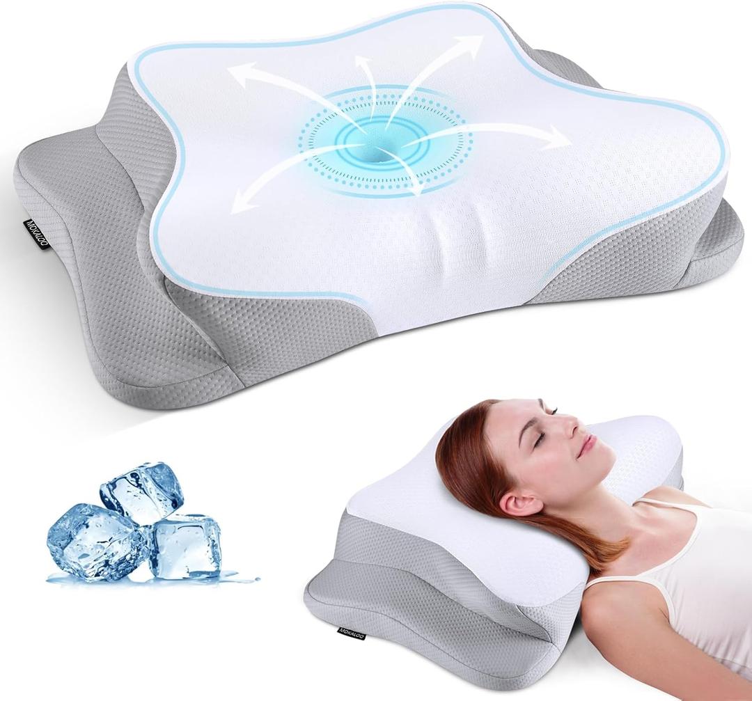 Mokaloo Cervical Neck Pillow - Cooling Neck Pillows for Pain Relief, Ergonomic Pillow for Sleeping, Orthopedic Contour Memory Foam Pillows for Side, Back & Stomach Sleepers with Pillowcase Mokaloo Cervical Neck Pillow - Cooling Neck Pillows for Pain Relief, Ergonomic Pillow for Sleeping, Orthopedic Contour Memory Foam Pillows for Side, Back & Stomach Sleepers with Pillowcase