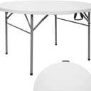 4FT Round Folding Table 48 Inch, Bifold Plastic Dining Table for Wedding, Party, Garden, Patio