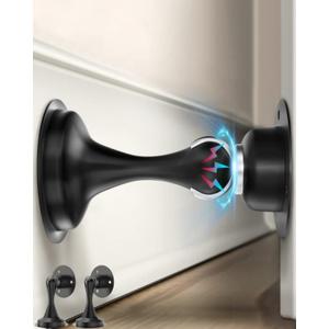 Magnetic Door Stopper 2 Pack - Black Door Stoppers Keep Door Open Strong Magnetic Door Stop for Bottom of Door, Strong Door Holder for Wall and Floor Mount