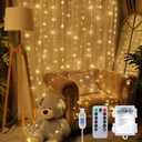 Meonum Curtain Tapestry Backdrop String Lights, Each 13 Strings 6.6 x 5 ft Tapestry Fairy String Light, 8 Modes Window Wall Hanging Light Strings for Bedroom Christmas Curtain Decor, (1 Pack)