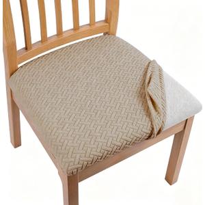 Dioxide Seat Covers for Dining Room Chairs, Stretch Chair Covers Removable Washable Dinning Room Kitchen Chair Seat Covers Slipcovers (Sand, 6 PCS)
