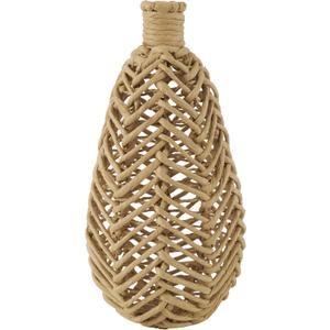 Deco 79 Jute Rope Handmade Decorative Vase Woven Centerpiece Vase with Chevron Pattern, Vase for Home Decoration 7" x 7" x 15", Brown (SMALL SIZE)